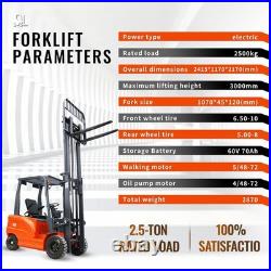 New 2.5Ton Electric Forklift Side Shift Rated Load Lifter With60V 70Ah Charger USA