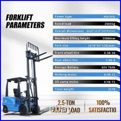 New 2.5Ton Electric Forklift Side Shift Rated Load Lifter with Lead-Acid Battery