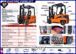 New 2024 2 Ton Rated Capacity Electric Forklift