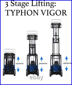 New 3 Ton Rated Capacity TYPHON Electric Forklift Lifter w Side Shift, 3 Stage