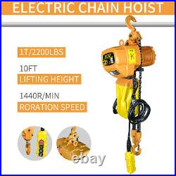 New Electric Chain Hoist 2200 lb. Electric Crane Hoist HD Super 1 ton 10ft Lift