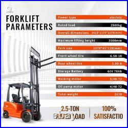 New Electric Forklif 2.5 Ton Rated Capacity Lifter with Side Shift, 2 Stage USA