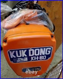 New KUK DONG KH-80 3 Ton Electric Chain HOIST 3Phase 200V 4m Lift Made in Japan