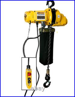 OZ Electric 1/2 Ton Chain Hoist OZ1000EC 20 Foot Lift 20FPM 115V 1000lbs