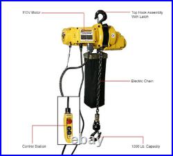 OZ Electric 1/2 Ton Chain Hoist OZ1000EC 20 Foot Lift 20FPM 115V 1000lbs