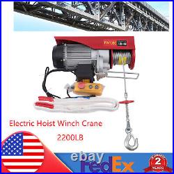 PA1000 2200LB Electric Wire Cable Hoist Winch Crane Hoist Remote Control 1 Ton