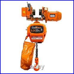 Prowinch 0.5 Ton Electric Chain Hoist 2 Speed Trolley 20ft. G100 M4/H3 230/380/4