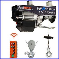Prowinch 1/2 Ton Electric Wire Rope Hoist 1100 lbs. 38 ft. Wireless 110V
