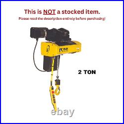 R&m Lr Electric Chain Hoist 2 Ton, 20 Ft Lift, 16/4 Fpm, Motorized Trolley