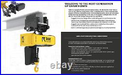 R&m Lr Electric Chain Hoist 2 Ton, 20 Ft Lift, 16/4 Fpm, Motorized Trolley