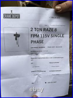 Raze 2 Ton Electric Chain Hoist