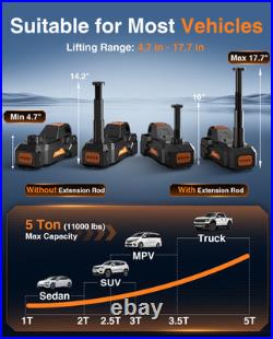 Taskstar 5 Ton Powerful Low Profile Electric Car Jack Built-in Inflatable Pump