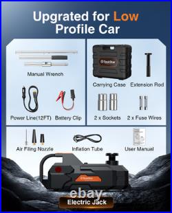Taskstar 5 Ton Powerful Low Profile Electric Car Jack Built-in Inflatable Pump