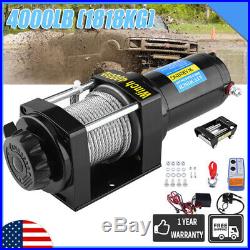 US 4000 Lb 12V Electric Winch ATV Towing Truck Trailer Boat Pound 2 Ton