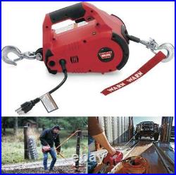 WARN 885000 PullzAll Corded 120V AC Portable Electric Winch 1/2-Ton, Steel Cable